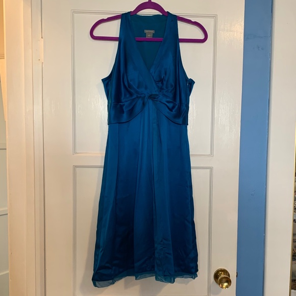 Ann Taylor Petrol Blue Silk Dress - Picture 1 of 13